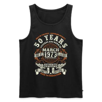 Legends are born in March 1973 - 50 years - Men's Premium Organic Tank Top - black - Front - Michal (187cm)