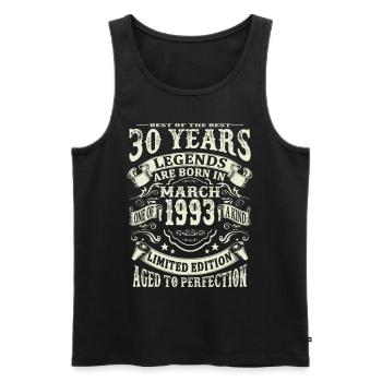 Legend born in March 1993 - 30 years old - Men's Premium Organic Tank Top - black - Front - Michal (187cm)