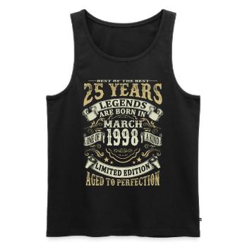 25 years - Legends are born in March 1998 - Men's Premium Organic Tank Top - black - Front - Michal (187cm)