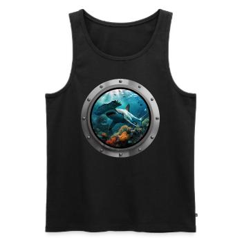 Shark Animal - 2 - Men's Premium Organic Tank Top - black - Front - AI Model Male 178 light (178cm)