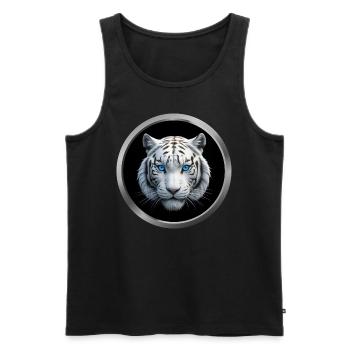 White Tiger Animal - 3 - Men's Premium Organic Tank Top - black - Front - Michal (187cm)