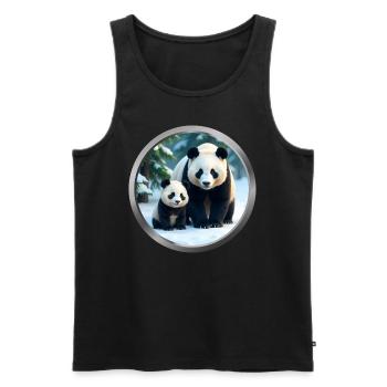 Panda and Cub - Men's Premium Organic Tank Top - black - Front - Michal (187cm)