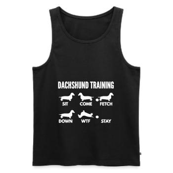 Dachshund Training Shirt - Men's Premium Organic Tank Top - black - Front - AI Model Male 178 light (178cm)