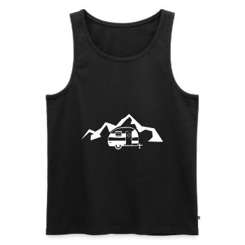 Berg - Camping Wohnwagen - (7) - Männer Premium Bio Tank Top - Schwarz - Vorne - Michal (187cm)
