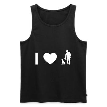 Ich Herz und Kerl mit Hund - - Männer Premium Bio Tank Top - Schwarz - Vorne - Michal (187cm)