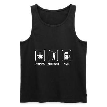 Morgen, Nachmittag, Nacht und Golf - (2) - Männer Premium Bio Tank Top - Schwarz - Vorne - Michal (187cm)