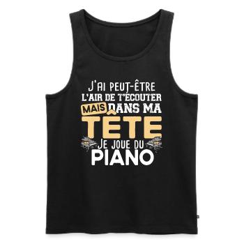 Piano Pianiste Instrument Musique Opéra Concert - Débardeur bio Premium Homme - noir - Devant - AI Model Male 178 light (178cm)
