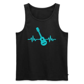 Herzschlag Gitarre - Rock 'n' Roll Punk Band Metal - Männer Premium Bio Tank Top - Schwarz - Vorne - Michal (187cm)