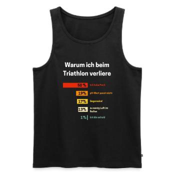 Warum ich beim Triathlon verliere Triathlon - Männer Premium Bio Tank Top - Schwarz - Vorne - Michal (187cm)