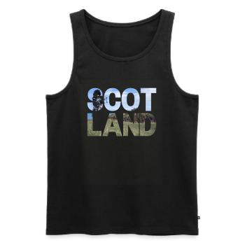 Schottland Tartan Schriftzug Dudelsack Highlands - Männer Premium Bio Tank Top - Schwarz - Vorne - AI Model Male 178 light (178cm)