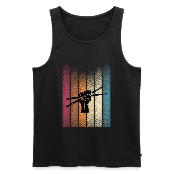 Vintage Retro Schlagzeug Drumsticks Schlagzeuger - Männer Premium Bio Tank Top - Schwarz - Vorne - Michal (187cm)