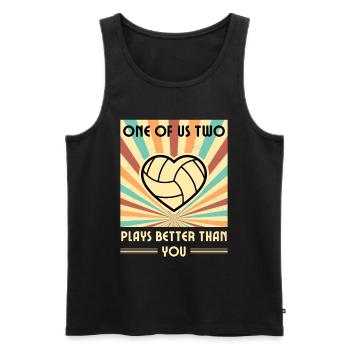 Einer Von Uns Beiden Spielt Besser Volleyball Als - Männer Premium Bio Tank Top - Schwarz - Vorne - Michal (187cm)