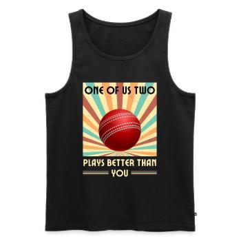 Einer Von Uns Beiden Spielt Besser Als Du Cricket - Männer Premium Bio Tank Top - Schwarz - Vorne - AI Model Male 178 light (178cm)