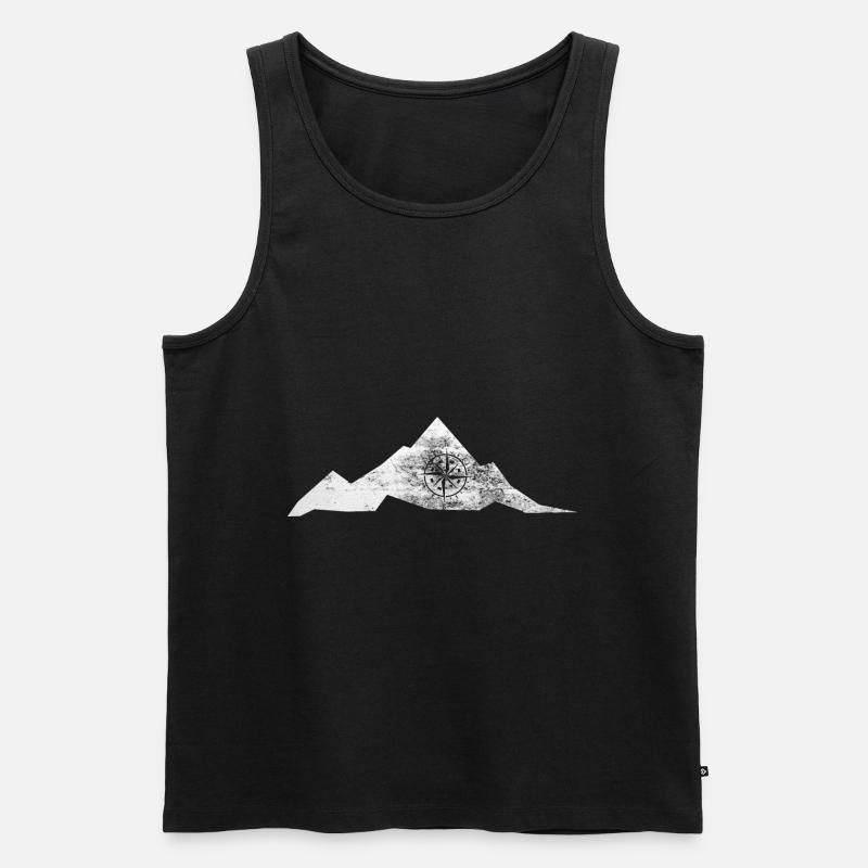 Kompass - Berg - (7) - Männer Premium Bio Tank Top - Schwarz