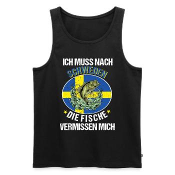 Ich Muss nach Schweden Angeln Angler Fischen Fisch - Männer Premium Bio Tank Top - Schwarz - Vorne - Michal (187cm)