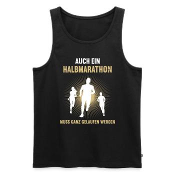 Halbmarathon Marathon Läufer Laufen Marathonläufer - Männer Premium Bio Tank Top - Schwarz - Vorne - AI Model Male 178 light (178cm)