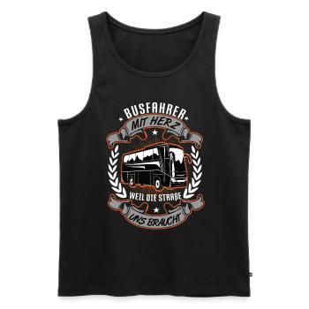 Busfahrer mit Herz Bus Schulbus Busse Busfahrerin - Männer Premium Bio Tank Top - Schwarz - Vorne - Michal (187cm)