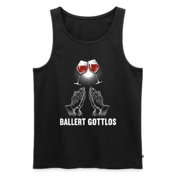 Ballert Gottlos Wein Weinliebhaber Weinglas - Männer Premium Bio Tank Top - Schwarz - Vorne - Michal (187cm)