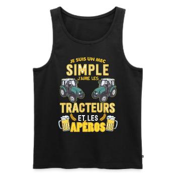 Tracteur Et aperos Entre Pote Humour Papa - Débardeur bio Premium Homme - noir - Devant - AI Model Male 178 light (178cm)