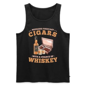 Prévisions de week-end Cigares avec une chance de whisky - Débardeur bio Premium Homme - noir - Devant - Michal (187cm)