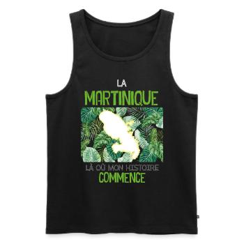 Martinique Mon histoire Martiniquais - Débardeur bio Premium Homme - noir - Devant - AI Model Male 178 light (178cm)