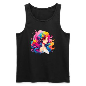 Mädchen mit leuchtenden bunten Haaren - Männer Premium Bio Tank Top - Schwarz - Vorne - Michal (187cm)