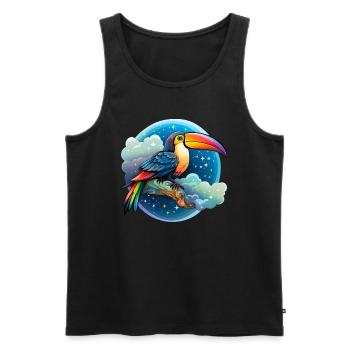 Toucan de rêve avec des nuages et des étoiles - Débardeur bio Premium Homme - noir - Devant - Michal (187cm)