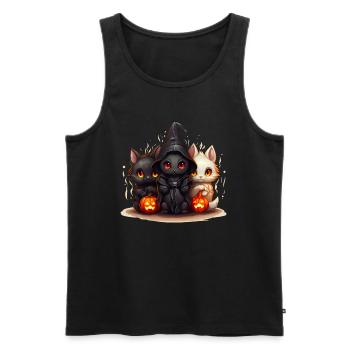 Halloween Cat Trio avec Verkelidung - Débardeur bio Premium Homme - noir - Devant - Michal (187cm)