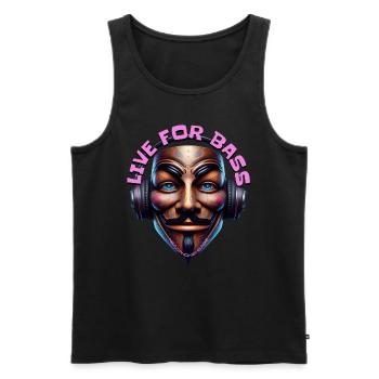 LIVE FOR BASS - Cool Creature with Headphones! - Men's Premium Organic Tank Top - black - Front - AI Model Male 178 light (178cm)