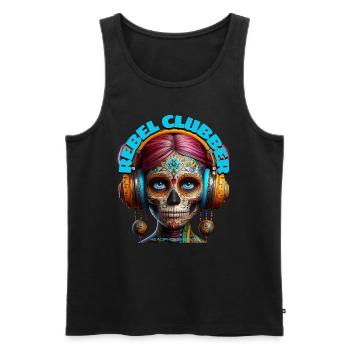 REBEL CLUBBER - Cool Woman with Headphones! - Men's Premium Organic Tank Top - black - Front - Michal (187cm)