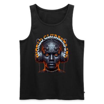 WORLD CLUBBERS LTD - Cool Man with Headphones! - Men's Premium Organic Tank Top - black - Front - Michal (187cm)