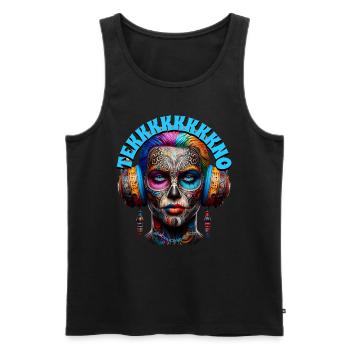 TEKKKKKKKKNO - Cool Dude with Headphones! - Men's Premium Organic Tank Top - black - Front - Michal (187cm)