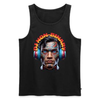 DJ NON-BINARY - Cool Human with Headphones! - Men's Premium Organic Tank Top - black - Front - Michal (187cm)