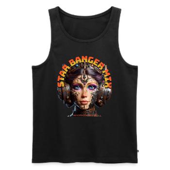 STAR BANGER MIX - Cool Princess with Headphones! - Men's Premium Organic Tank Top - black - Front - Michal (187cm)