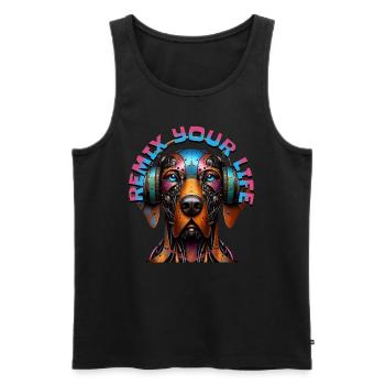 REMIX YOUR LIFE - German Pointer with Headphones! - Men's Premium Organic Tank Top - black - Front - Michal (187cm)