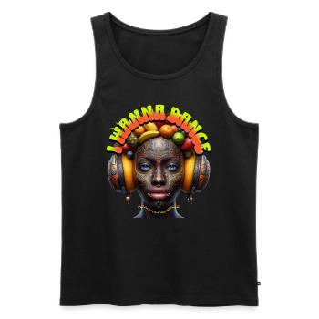 I WANNA DANCE - Cool Woman with Headphones! - Men's Premium Organic Tank Top - black - Front - AI Model Male 178 light (178cm)