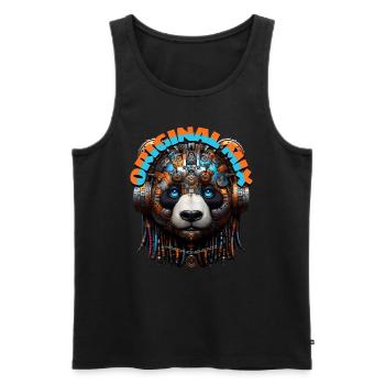 ORIGINAL MIX - Cool Panda with Headphones! - Men's Premium Organic Tank Top - black - Front - AI Model Male 178 light (178cm)