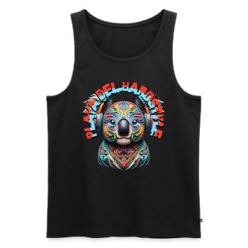 PLAYA DEL HARDSTYLE – Cute Koala Bear & Headphones - Men's Premium Organic Tank Top - black - Front - AI Model Male 178 light (178cm)