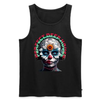 PERFECT DEEP HOUSE - Cool Creature with Headphones - Men's Premium Organic Tank Top - black - Front - AI Model Male 178 light (178cm)