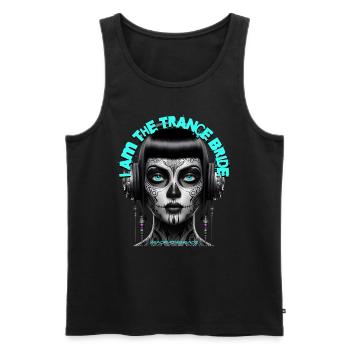 I AM THE TRANCE BRIDE – Cool Bride with Headphones - Men's Premium Organic Tank Top - black - Front - AI Model Male 178 light (178cm)