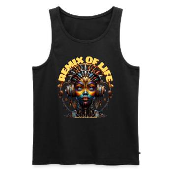 REMIX OF LIFE – Cool Princess with Headphones! - Men's Premium Organic Tank Top - black - Front - Michal (187cm)