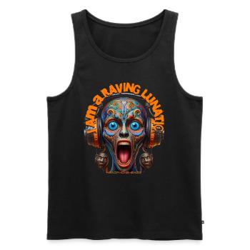 I AM A RAVING LUNATIC - Cool Creature & Headphones - Men's Premium Organic Tank Top - black - Front - Michal (187cm)