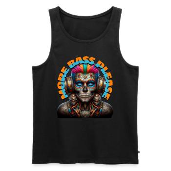 MORE BASS PLEASE - Cool Dude with Headphones! - Men's Premium Organic Tank Top - black - Front - Michal (187cm)