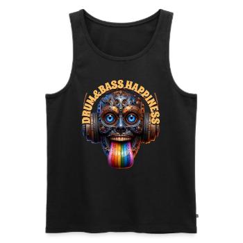 DRUM&BASS HAPPINESS - Happy Creature & Headphones! - Men's Premium Organic Tank Top - black - Front - Michal (187cm)