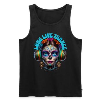 LONG LIVE TRANCE - Cool Woman with Headphones! - Men's Premium Organic Tank Top - black - Front - AI Model Male 178 light (178cm)