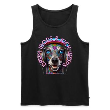 DRUM LOOPS & KICK LOOPS - Cute Dog with Headphones - Men's Premium Organic Tank Top - black - Front - Michal (187cm)