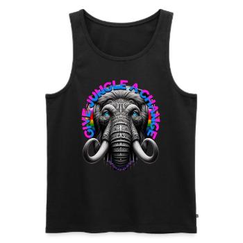 GIVE JUNGLE A CHANCE - Cool Mammoth & Headphones! - Men's Premium Organic Tank Top - black - Front - Michal (187cm)