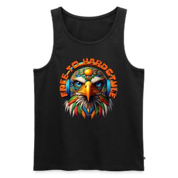 FREE TO HARDSTYLE – Cool Eagle with Headphones! - Men's Premium Organic Tank Top - black - Front - Michal (187cm)