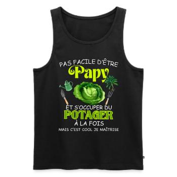 Papy Jardinier Au Top Potager Et Fierté - Débardeur bio Premium Homme - noir - Devant - Michal (187cm)