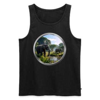 Elephant Animal - 4 - Men's Premium Organic Tank Top - black - Front - Michal (187cm)